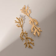 gold coral pearl pendant earrings, view 13 - MRSLM