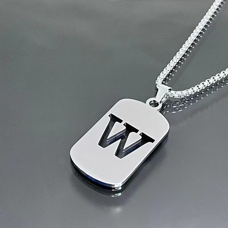 titanium steel letter necklace, view 18 - MRSLM