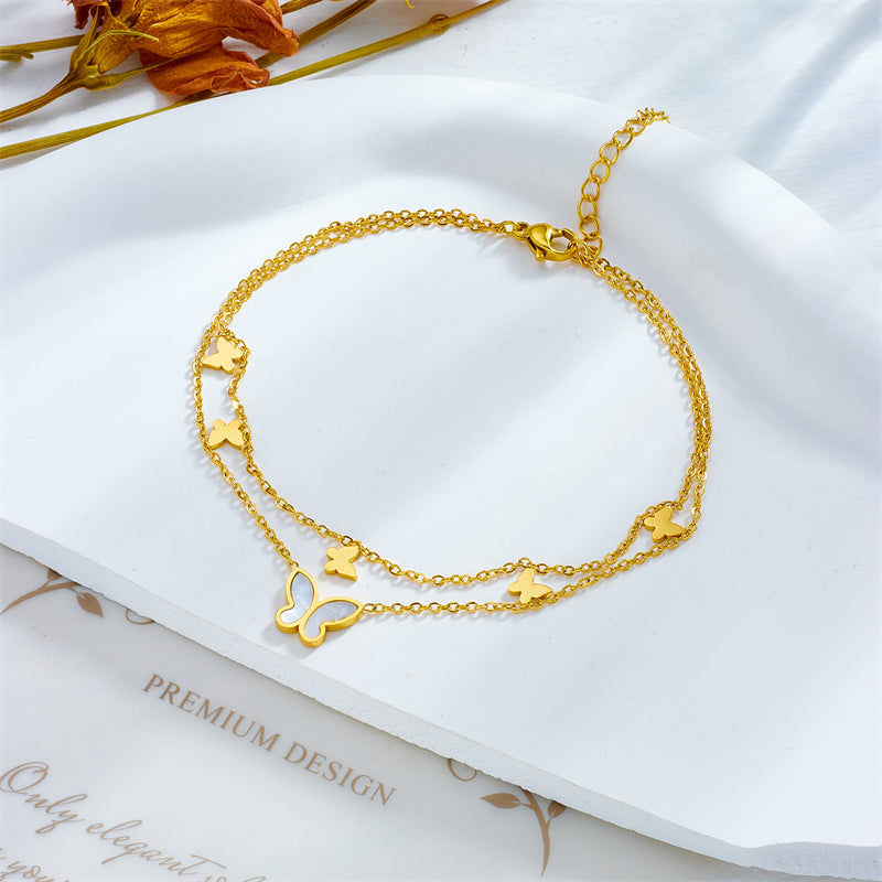 double-layer butterfly anklet, view 4 - MRSLM