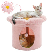 cozy flower cat house with pompom ball, view 6 - MRSLM