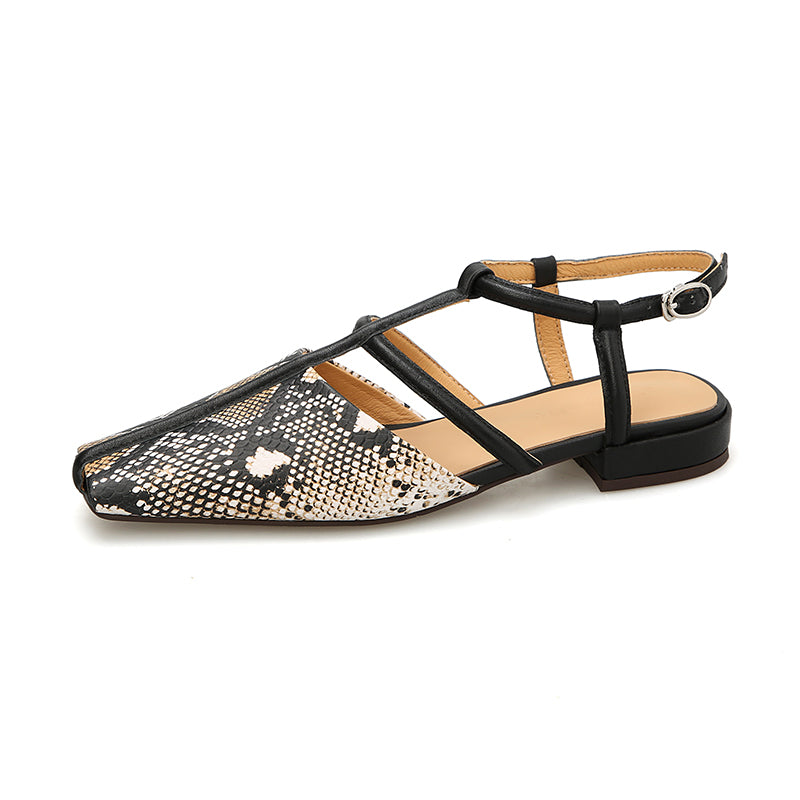 strappy leather low heel sandals, view 2 - MRSLM