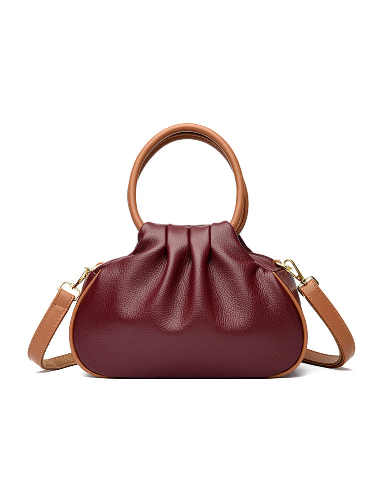 large pleated leather crossbody bag, view 10 - MRSLM