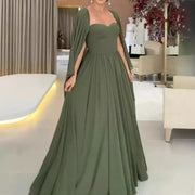 Women's green split long dress, view 4 - MRSLM