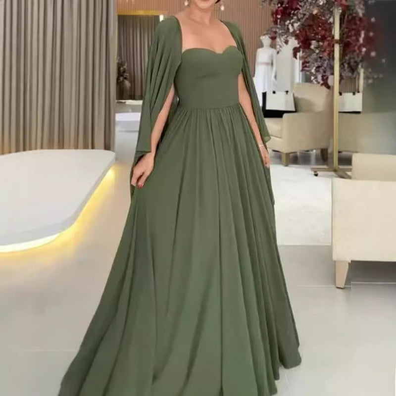 Women's green split long dress, view 4 - MRSLM