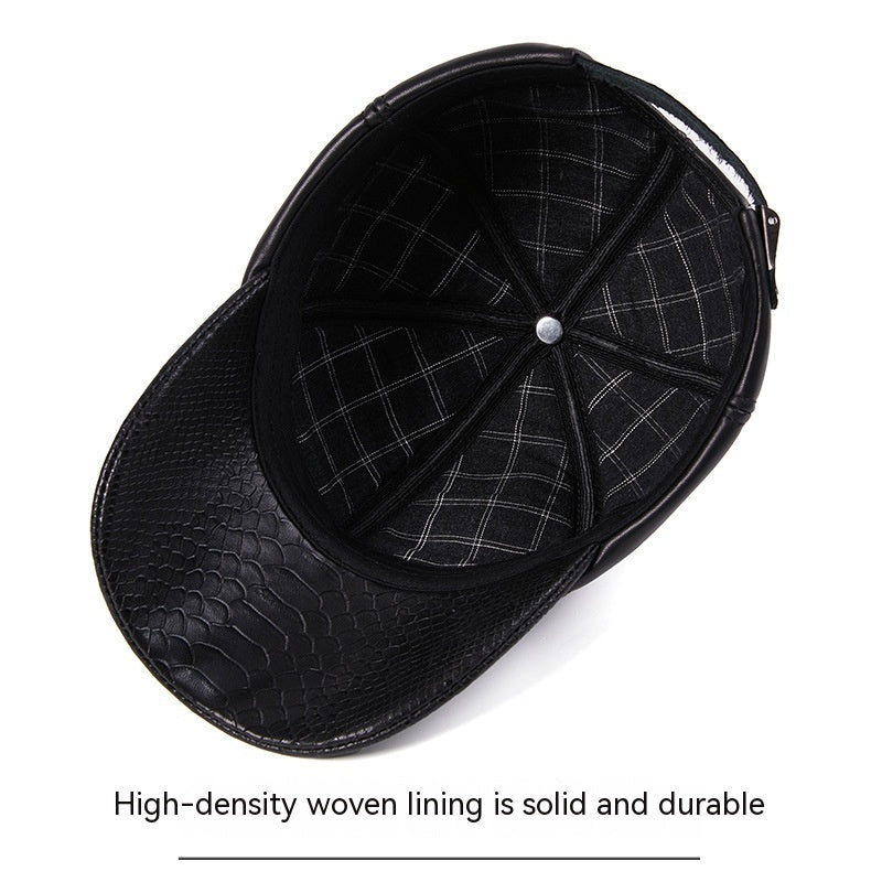 leather dome cap, embossed pattern, view 3 - MRSLM