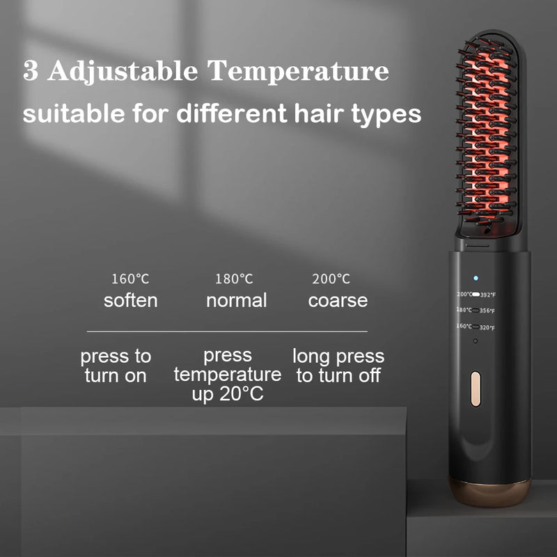 cordless beard and hair straightener brush, view 5 - MRSLM