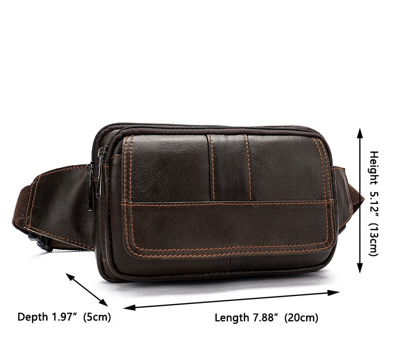 Men's cowhide crossbody waist bag, view 10 - MRSLM
