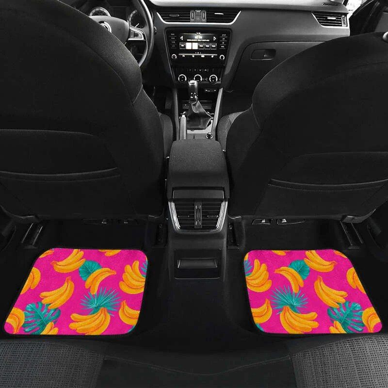 Tropical pink banana print car floor mats, view 6 - MRSLM