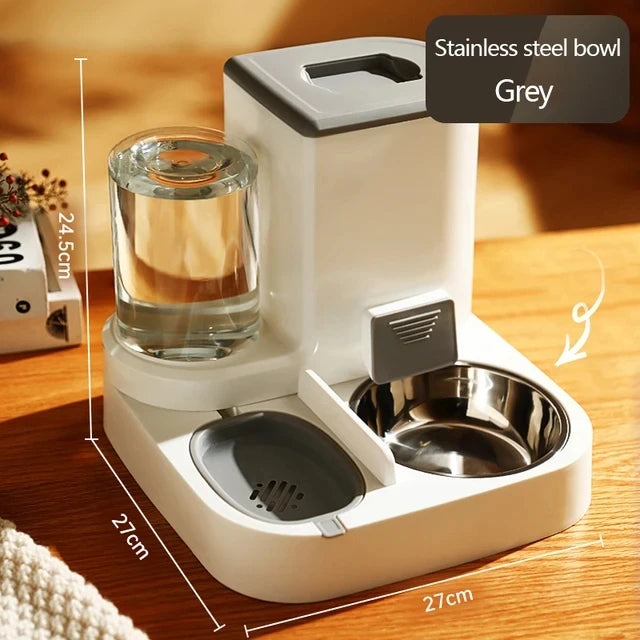 automatic cat water feeder and food dispenser, view 2 - MRSLM