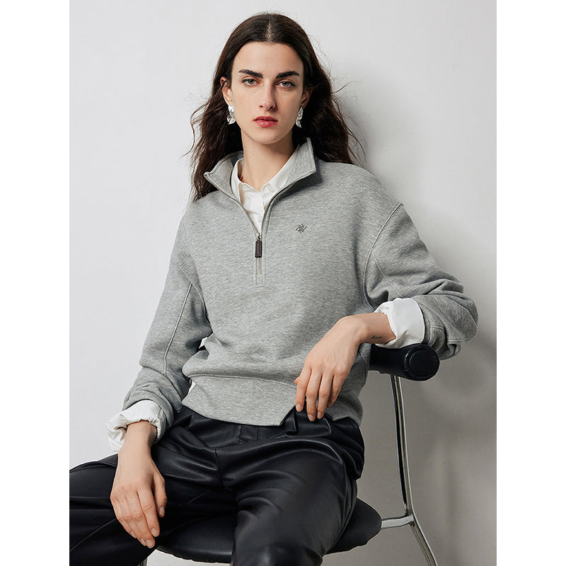 open slit zipper pullover sweatshirt, view 5 - MRSLM