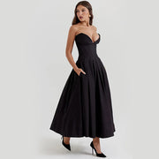 black spaghetti strap maxi dress, view 6 - MRSLM