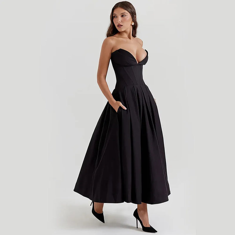 black spaghetti strap maxi dress, view 6 - MRSLM
