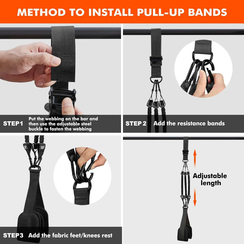 elastic pull-up trainer with resistance bands, view 5 - MRSLM