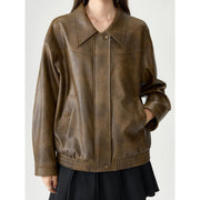 retro faux leather jacket for women, view 8 - MRSLM