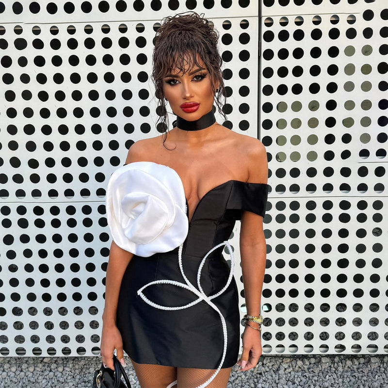 slim-fit flower tube top dress - MRSLM