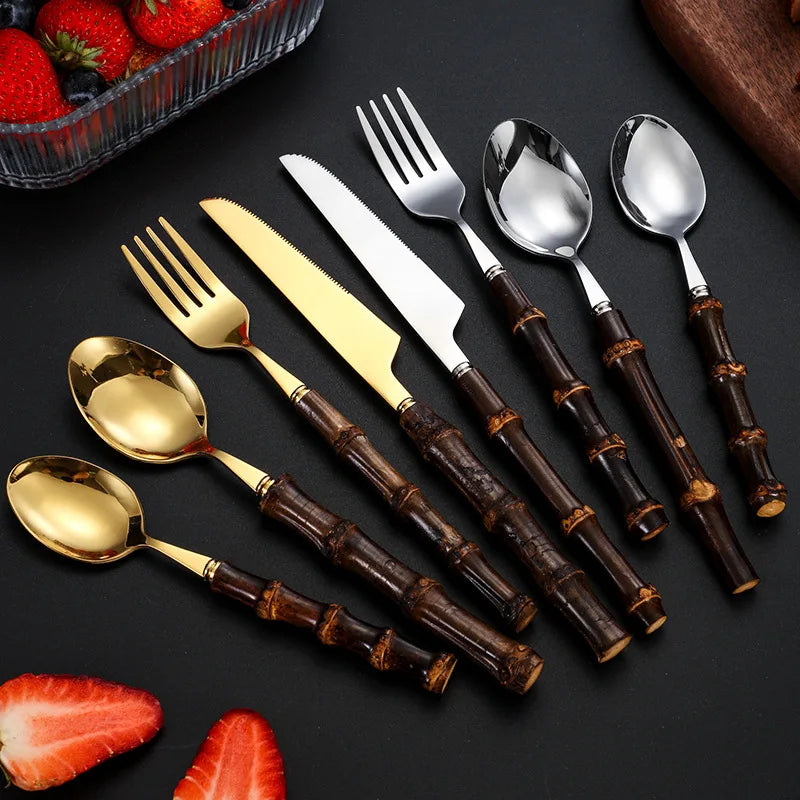 black bamboo dinnerware set, view 7 - MRSLM