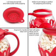 microwave glass popcorn popper with silicone lid, view 5 - MRSLM
