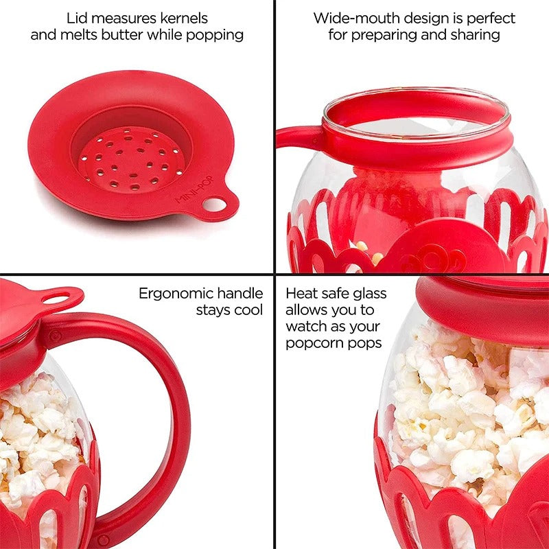 microwave glass popcorn popper with silicone lid, view 5 - MRSLM