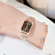 women's simple rectangular leather watch, view 7 - MRSLM