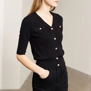 v-neck knitted cardigan, view 6 - MRSLM