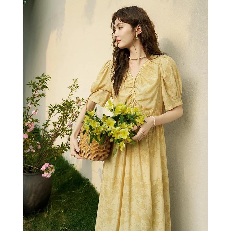 v-neck floral dress, view 2 - MRSLM