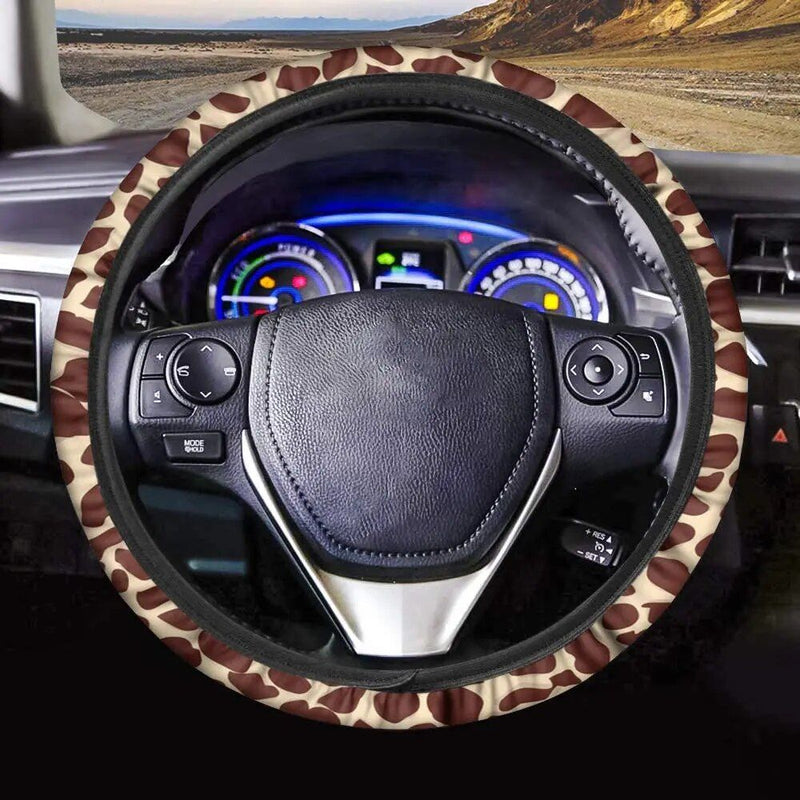 giraffe print steering wheel cover, view 3 - MRSLM