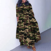 lace-up printed plus size dress, view 9 - MRSLM