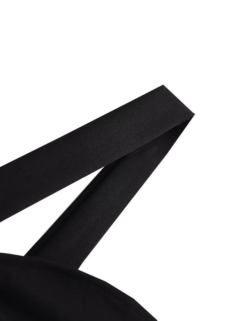 women's black sling cropped top, view 2 - MRSLM