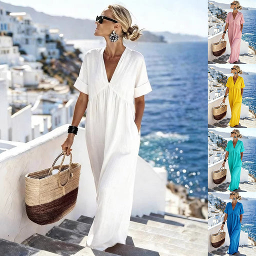 resort v-neck long dress - MRSLM