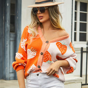 women's v-neck button cardigan jacket, view 2 - MRSLM