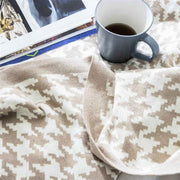 classic houndstooth plaid cotton knitted blanket, view 10 - MRSLM
