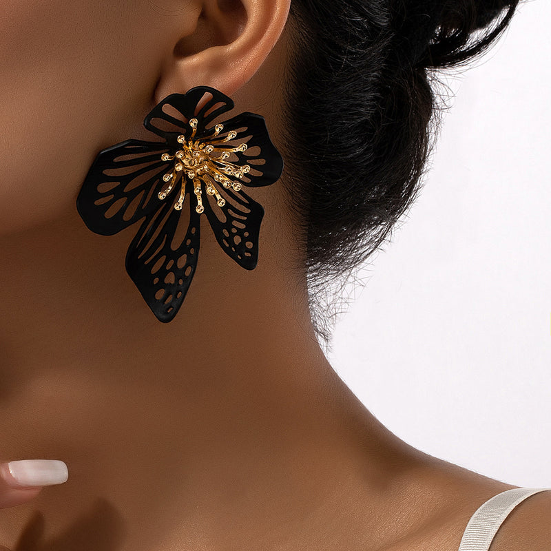 white floral drop earrings, view 7 - MRSLM