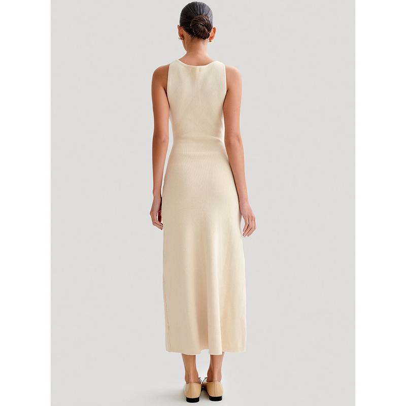 Sleeveless buttoned maxi dress, view 8 - MRSLM
