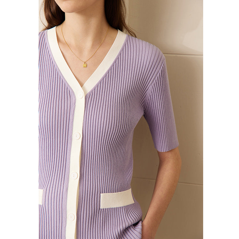 v-neck knitted cardigan, view 2 - MRSLM