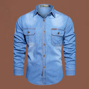 men's washed denim shirt, view 2 - MRSLM