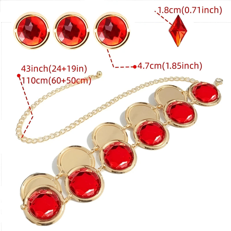 anime cosplay belt with red gem chain, view 2 - MRSLM