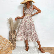 floral flounce sleeveless dress, view 3 - MRSLM