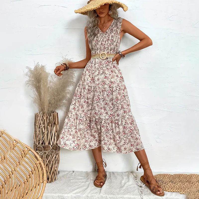 floral flounce sleeveless dress, view 3 - MRSLM