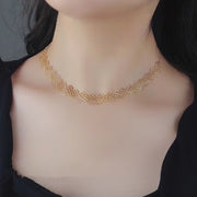 silver gold bead lace clavicle chain necklace, view 4 - MRSLM