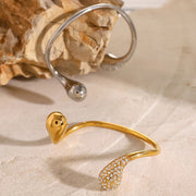 stainless steel open bracelet with cubic zirconia, view 6 - MRSLM