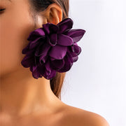 fluffy fabric flower stud earrings, view 5 - MRSLM