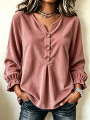 Women's corduroy long sleeve blouse, view 10 - MRSLM