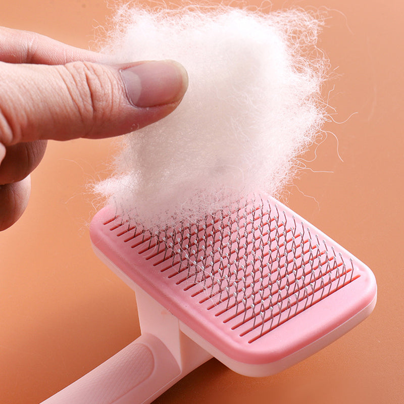 self-cleaning dog and cat grooming brush, view 9 - MRSLM