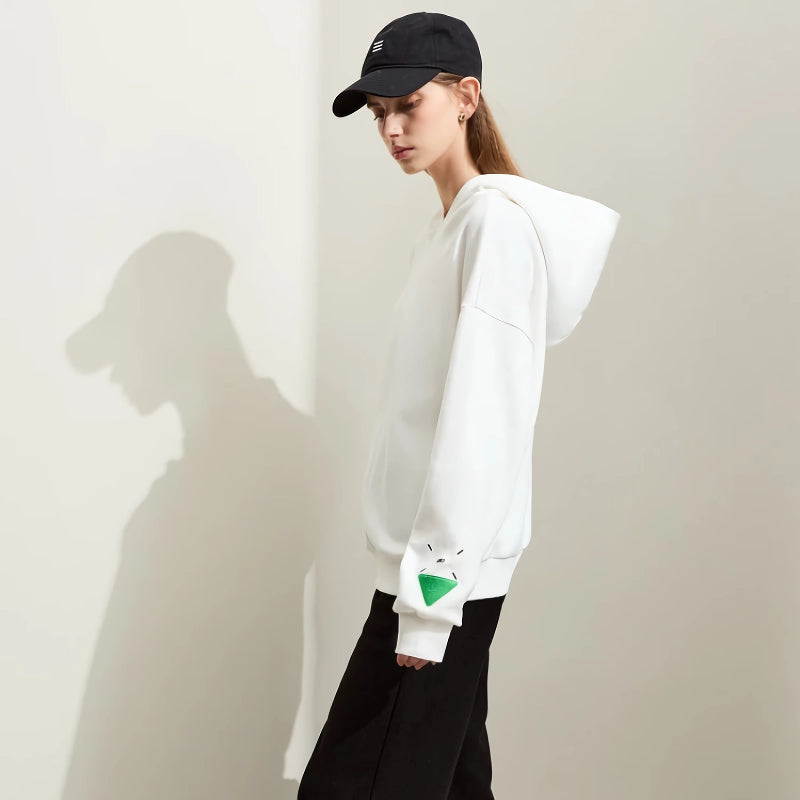 hooded cotton hoodie with geometric embroidery, view 5 - MRSLM