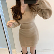 cross v-neck knitted sweater dress, view 4 - MRSLM