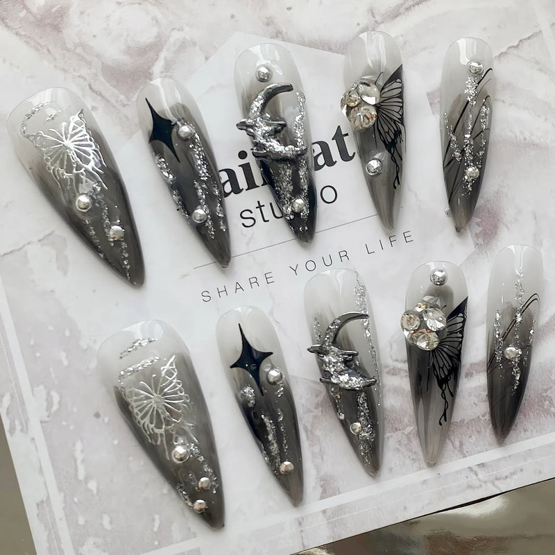gothic butterfly press-on nails, view 6 - MRSLM