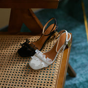 square toe high heel leather sandals, view 12 - MRSLM