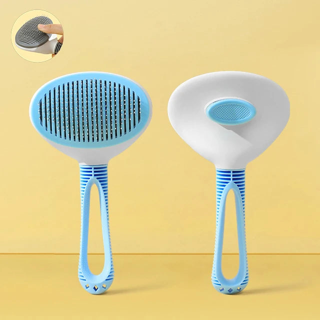 self-cleaning pet grooming brush, view 7 - MRSLM