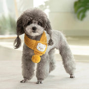 dog knitted scarf with fuzzy pompom, view 10 - MRSLM