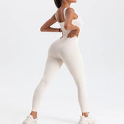 square neck bodycon yoga jumpsuit, view 14 - MRSLM